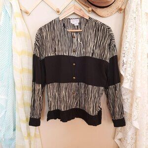 𝅺VTG 80s 100% Silk Zebra Print Blouse size M